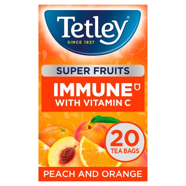 Tetley Super Fruit Tea Immune Peach & Orange Tea Bags Tea M&S   