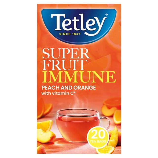 Tetley Super Fruit Tea Immune Peach & Orange Tea Bags Tea M&S   