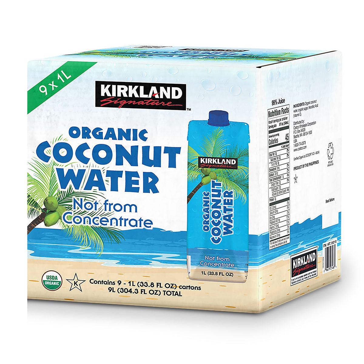 Kirkland Signature Organic Coconut Water, 9 x 1L GOODS Costco UK Default Title  