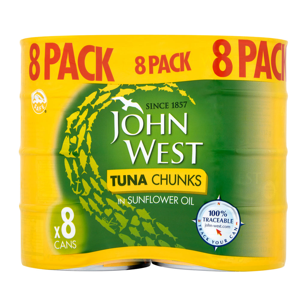 John West Tuna Chunks in Sunflower Oil, 8 x 200g