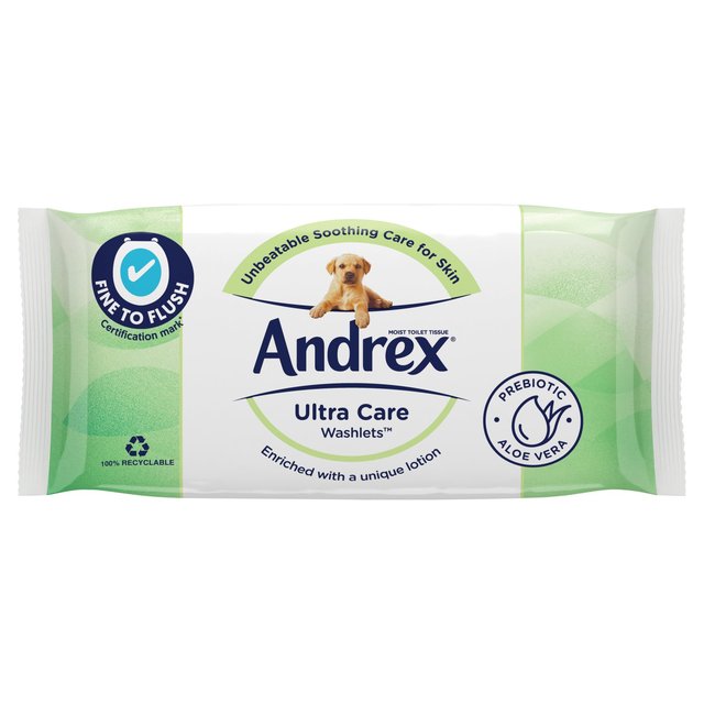 Andrex Ultra Care Washlets Moist Toilet Tissue, Flushable Wipes 36 per pack