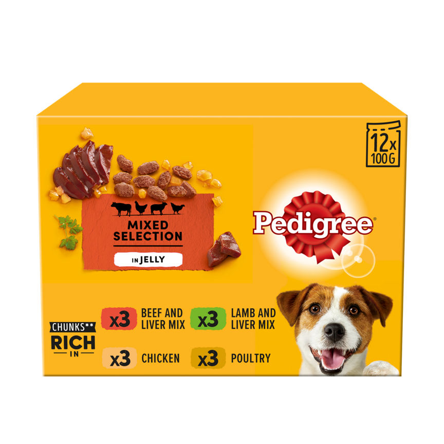 Pedigree Mixed Selection in Jelly Adult Dog Food Pouches