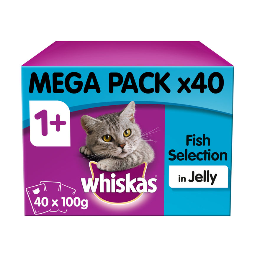 Whiskas Adult Wet Cat Food Pouches Fish in Jelly Mega Pack