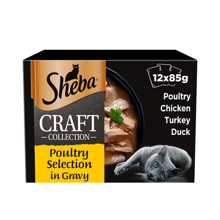 Sheba Craft Cat Food Pouches Poultry in Gravy 12 x