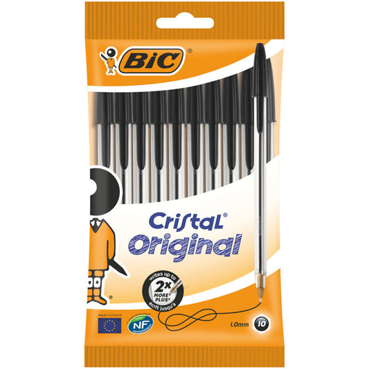Bic Cristal Black Medium Ball Pens - McGrocer