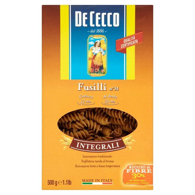 De Cecco Whole Wheat Fusilli Rice, Pasta & Noodles M&S Default Title  