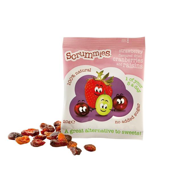 Scrummies Strawberry Flavour Cranberries & Raisins, 12 mths+ Crisps, Nuts & Snacking Fruit M&S   