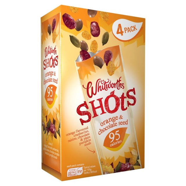 Whitworths Shots Snack Pack Orange & Chocolate Crisps, Nuts & Snacking Fruit M&S   