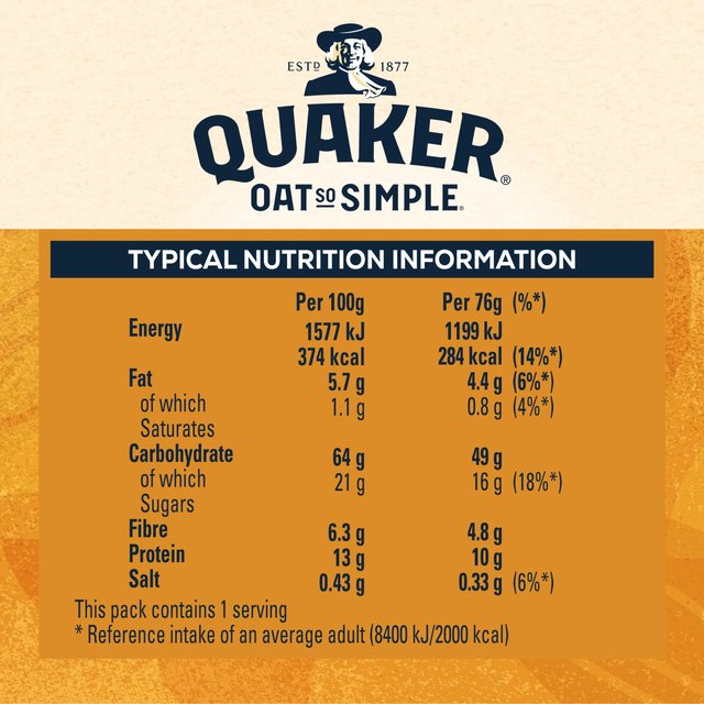 Quaker Oat So Simple Golden Syrup Porridge Big Pot Cereals M&S   