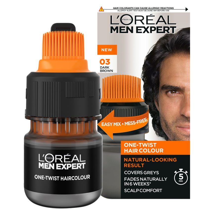 L'Oreal Men Expert One Twist Hair Colour Shade 3 Dark Brown Men's Toiletries ASDA   