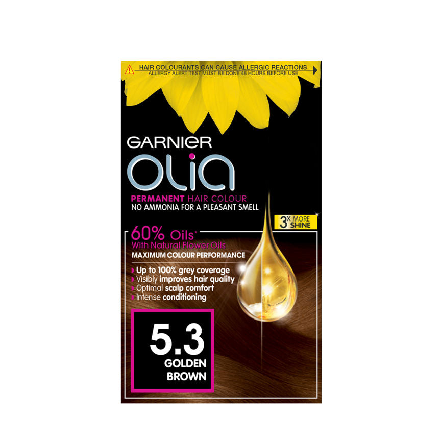 Garnier Olia 5.3 Golden Brown Permanent Hair Dye GOODS ASDA   