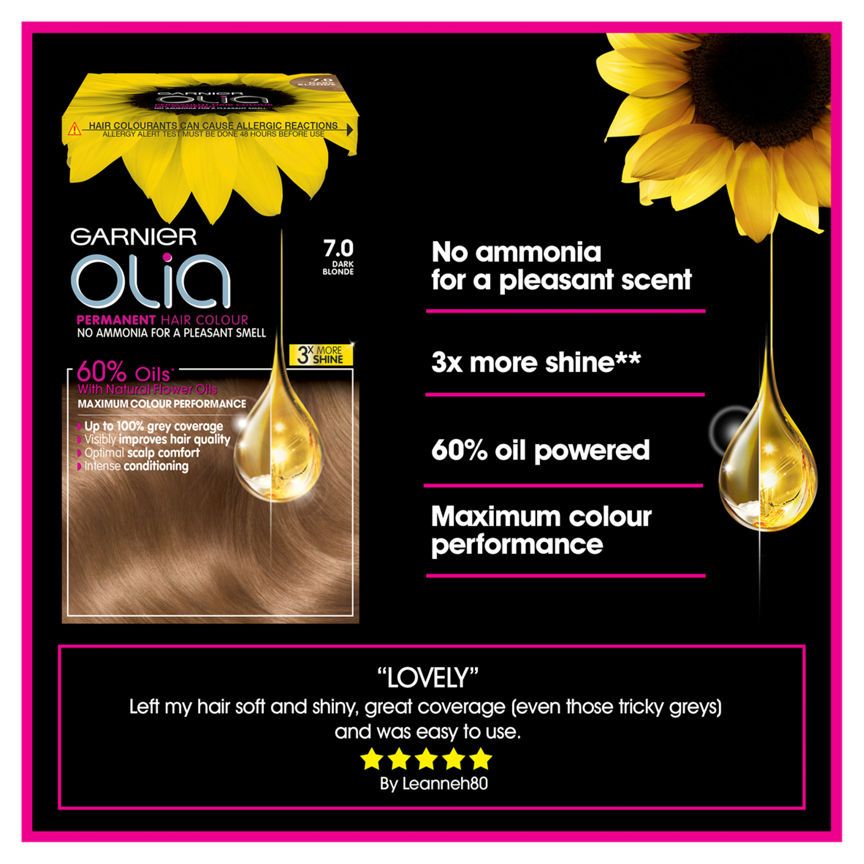 Garnier Olia 7.0 Dark Blonde Permanent Hair Dye Hair Colourants & Dyes ASDA   