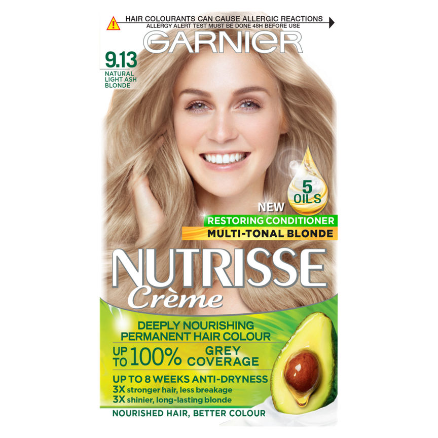 Garnier Nutrisse Crème Permanent Nourishing Hair Colour 9.13 Natural Light Ash Blonde