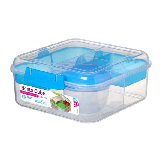 Sistema Bento Cube To Go, Clear/Blue 1.25L Tableware & Kitchen Accessories M&S   