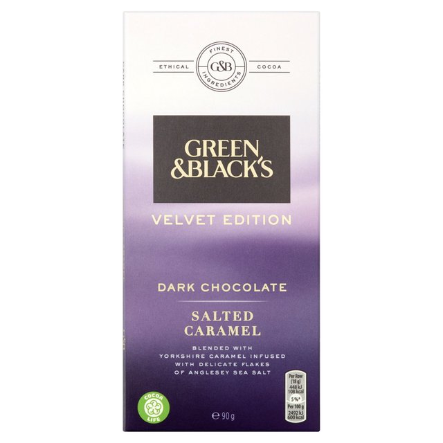 Green & Black's Velvet Salted Caramel Dark Chocolate Bar Food Cupboard M&S   