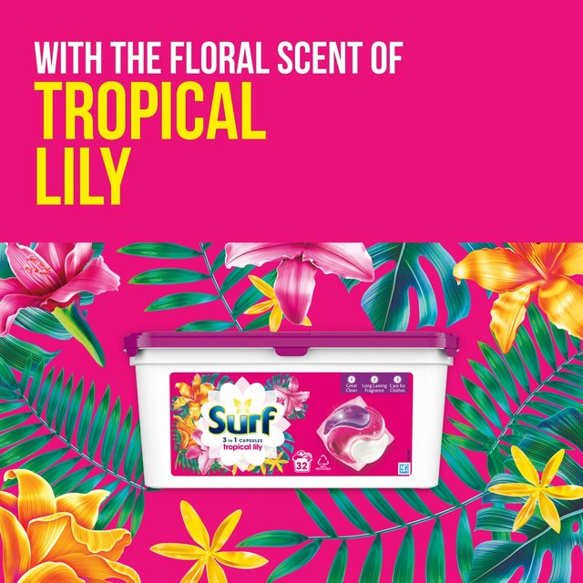 Surf Washing Capsules Tropical Lily and Ylang-Ylang 32 Wash Laundry M&S   