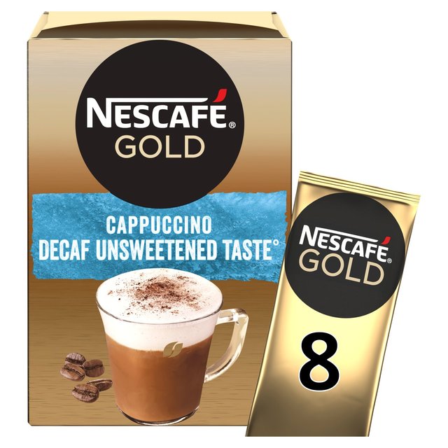 Nescafe Gold Decaff Cappuccino Unsweetened Instant Coffee 8 Sachets