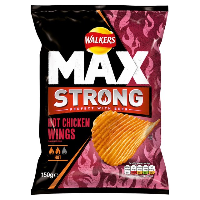 Walkers Max Strong Hot Chicken Wings Sharing Crisps