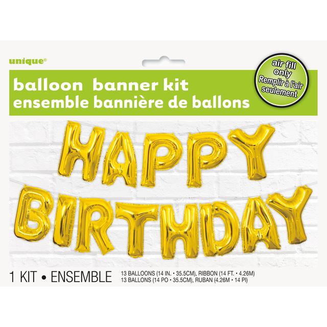 Unique Party Gold Happy Birthday Balloon Letter Banner kit