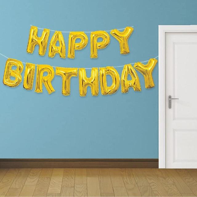 Unique Party Gold Happy Birthday Balloon Letter Banner kit