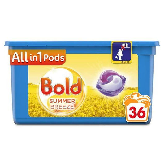 Bold All-in-One Pods Washing Liquid Capsules Summer Breeze 36 Washes detergents & washing powder Sainsburys   