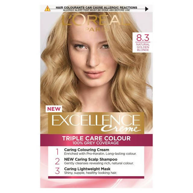 L'Oreal Paris Excellence Permanent Hair Dye Natural Golden Blonde 8.3 Beauty at home Sainsburys   