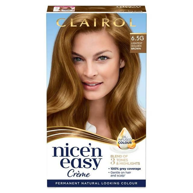 Clairol Nice'n Easy Crème Natural Looking Oil-Infused Hair Dye Lightest Golden Brown 6.5G