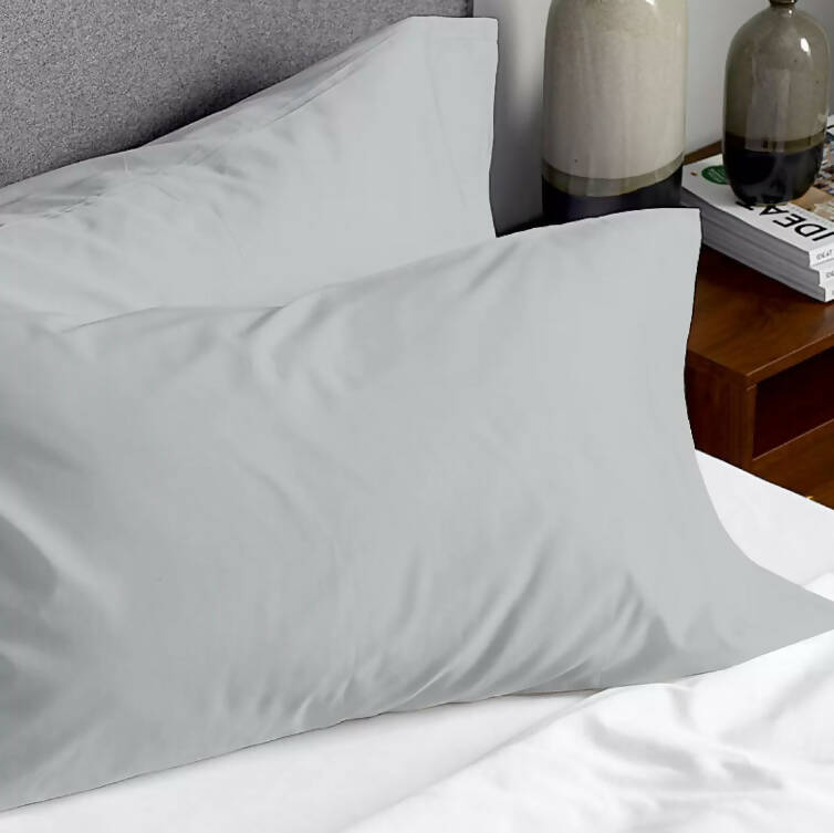 Purity Home Easy-care 400 Thread Count Cotton Pillowcases, 2 Pack in Light Grey GOODS Costco UK   