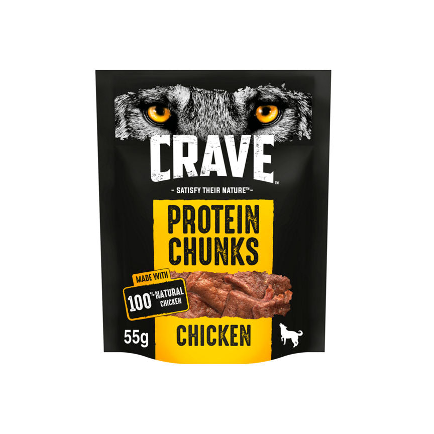 Crave Natural Grain Free Protein Chunks Adult Dog Treat Chicken Dog Food & Accessories ASDA   