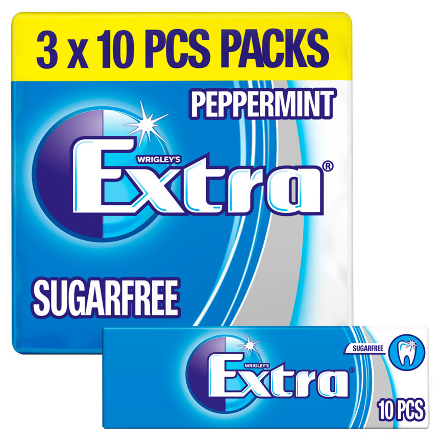 Wrigley's Extra Peppermint Chewing Gum Sugar Free 3 x 10 pieces