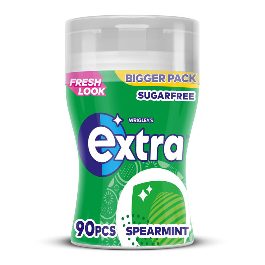 Wrigley's Extra Spearmint Chewing Gum Sugar Free Large Bottle 90 Pieces