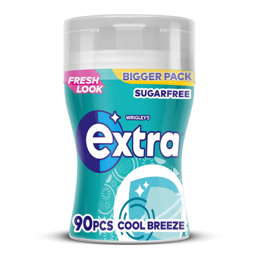 Wrigley's Extra Cool Breeze Chewing Gum Sugar Free Large Bottle 90 Pieces Snacks & Confectionery ASDA   