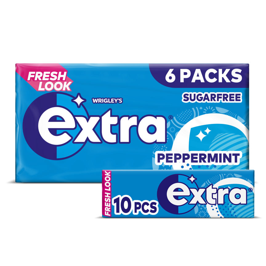 Wrigley's Extra Peppermint Chewing Gum Sugar Free Multipack 6 x 10 Pieces