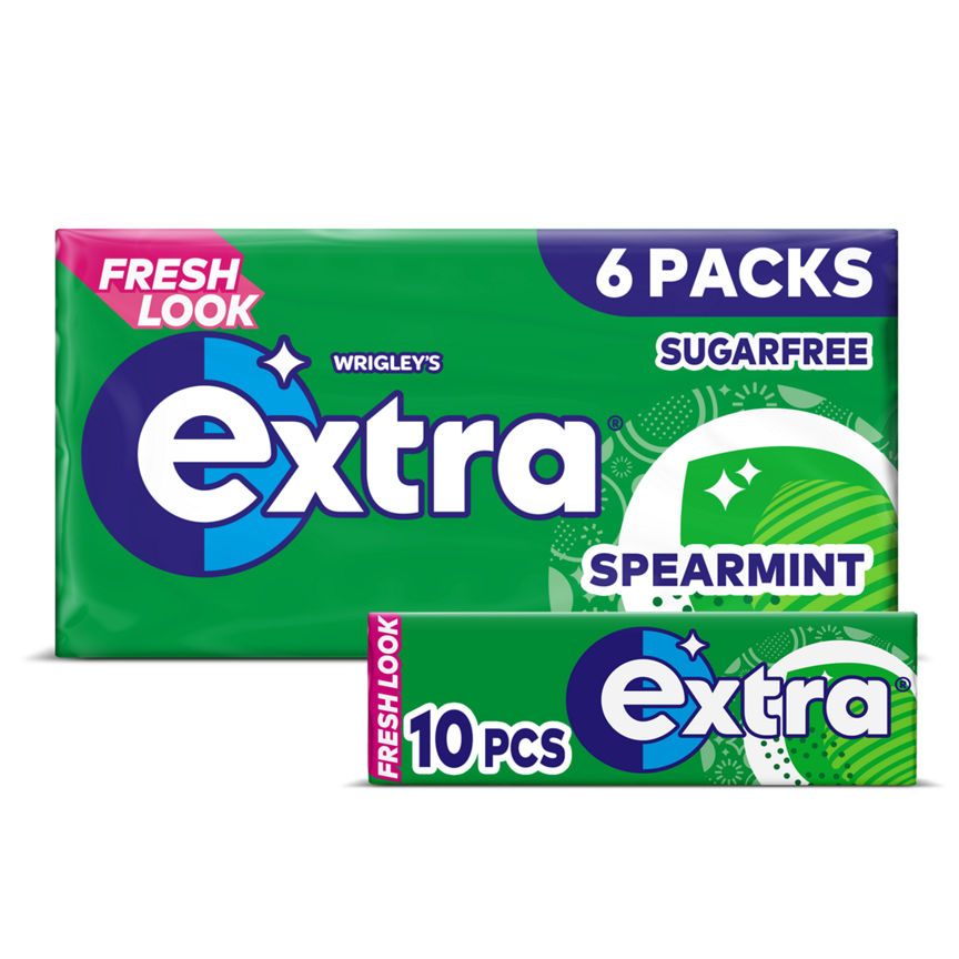 Wrigley's Extra Spearmint Chewing Gum Sugar Free Multipack 6 x 10 Pieces