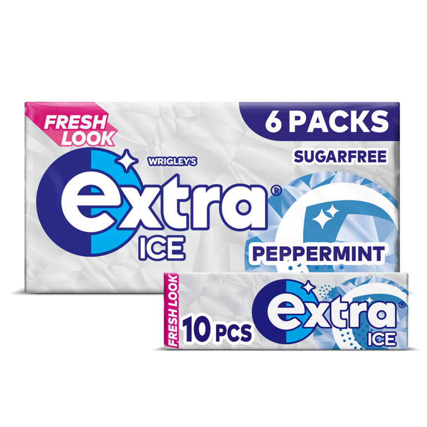 Wrigley's Extra Ice Peppermint Chewing Gum Sugar Free Multipack 6 x 10 Pieces