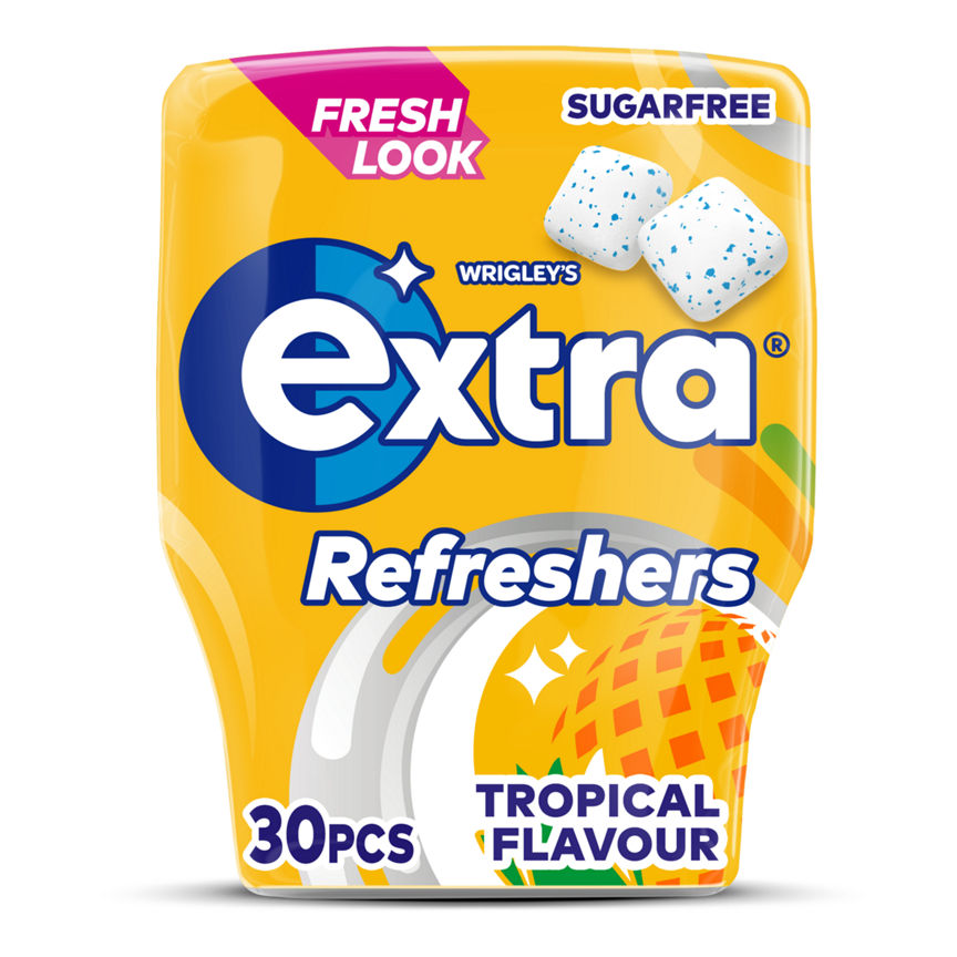 Extra Refreshers Tropical Sugar Free Chewing Gum Bottle