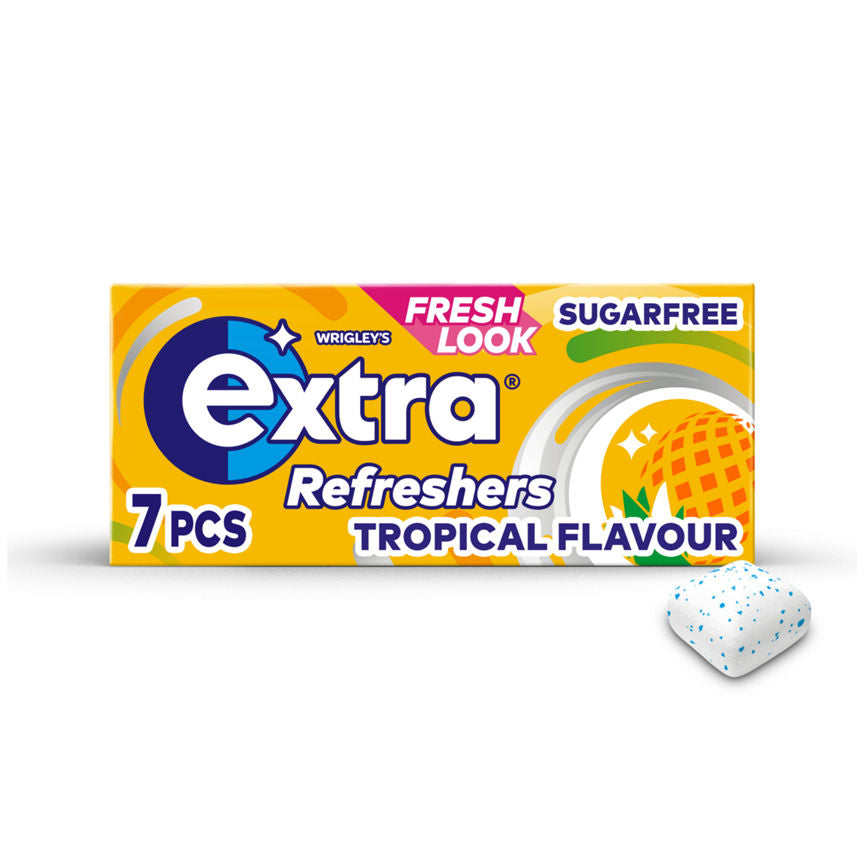 Extra Refreshers Tropical Sugar Free Chewing Gum Handy Box Snacks & Confectionery ASDA   