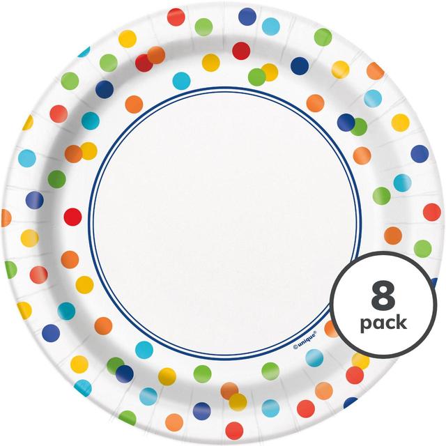 Rainbow Polka Dot Plate 18cm