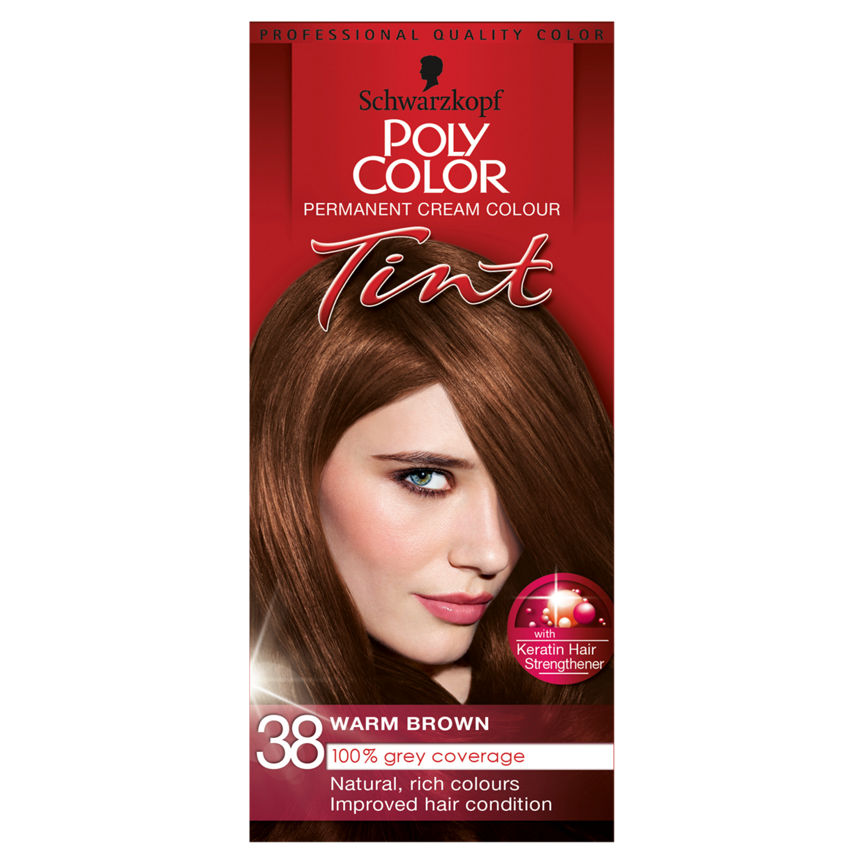 Schwarzkopf Poly Color Permanent Cream Colour Tint Warm Brown 38 Hair Colourants & Dyes ASDA   