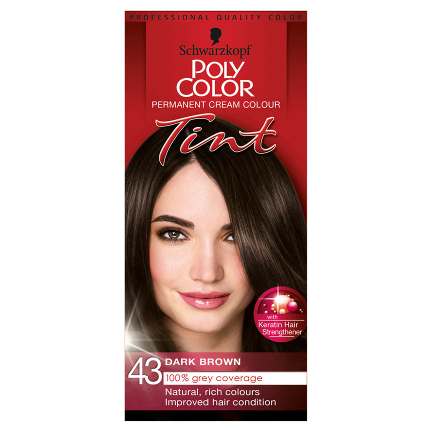 Schwarzkopf Poly Color Permanent Cream Colour Tint Dark Brown 43 Hair Colourants & Dyes ASDA   