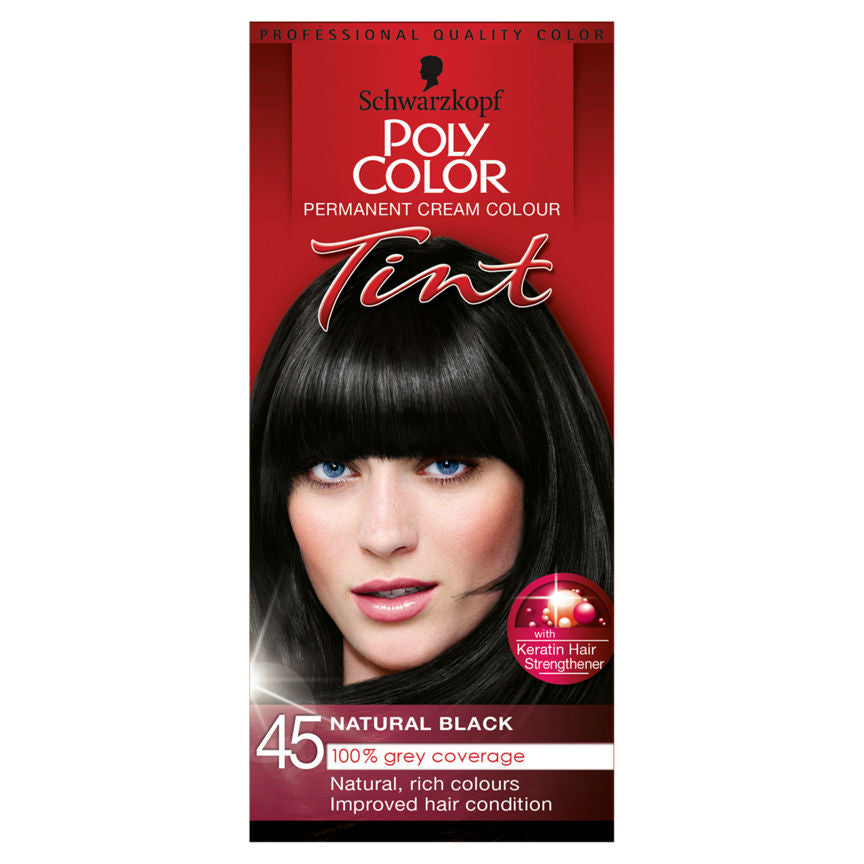 Schwarzkopf Poly Color Permanent Cream Colour Tint Natural Black 45