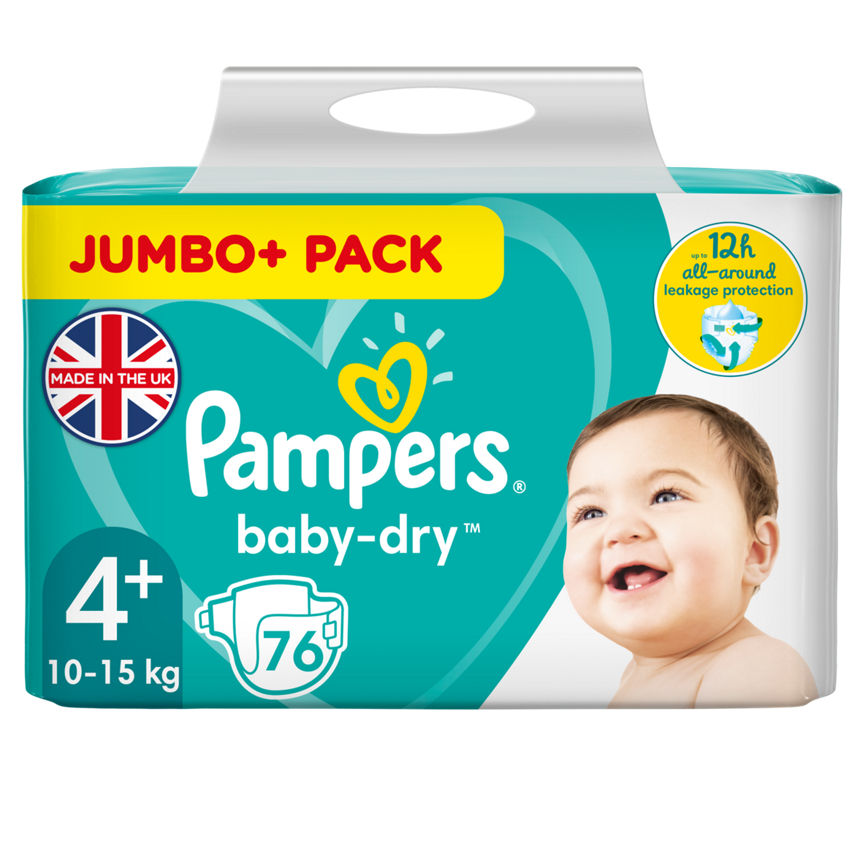 Pampers Baby-Dry Size 4+ Nappies Jumbo+ Pack