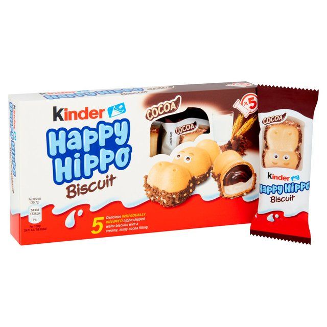 Kinder 5 Happy Hippo Milk & Cocoa Cream Biscuits Food Cupboard M&S   