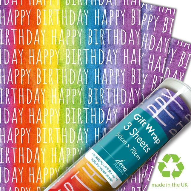 Rainbow Birthday Gift Wrap Sheets