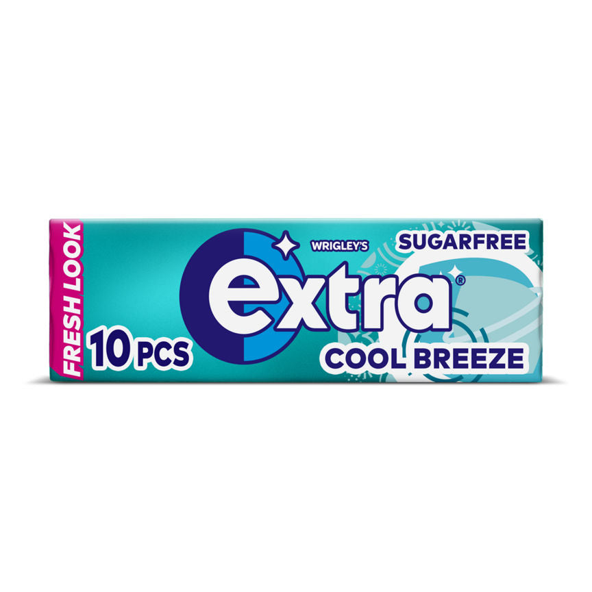 Wrigley's Extra Cool Breeze Chewing Gum Sugar Free 10 Pieces Snacks & Confectionery ASDA   