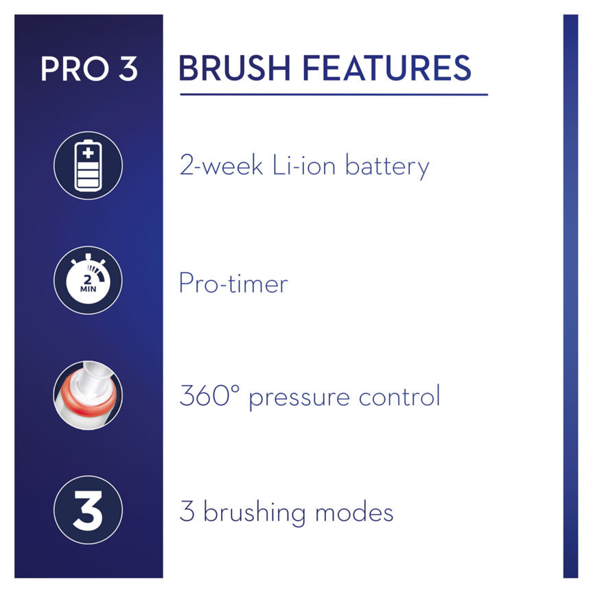 Oral-B Pro 3 - 3500 - Black Electric Toothbrush Designed By Braun