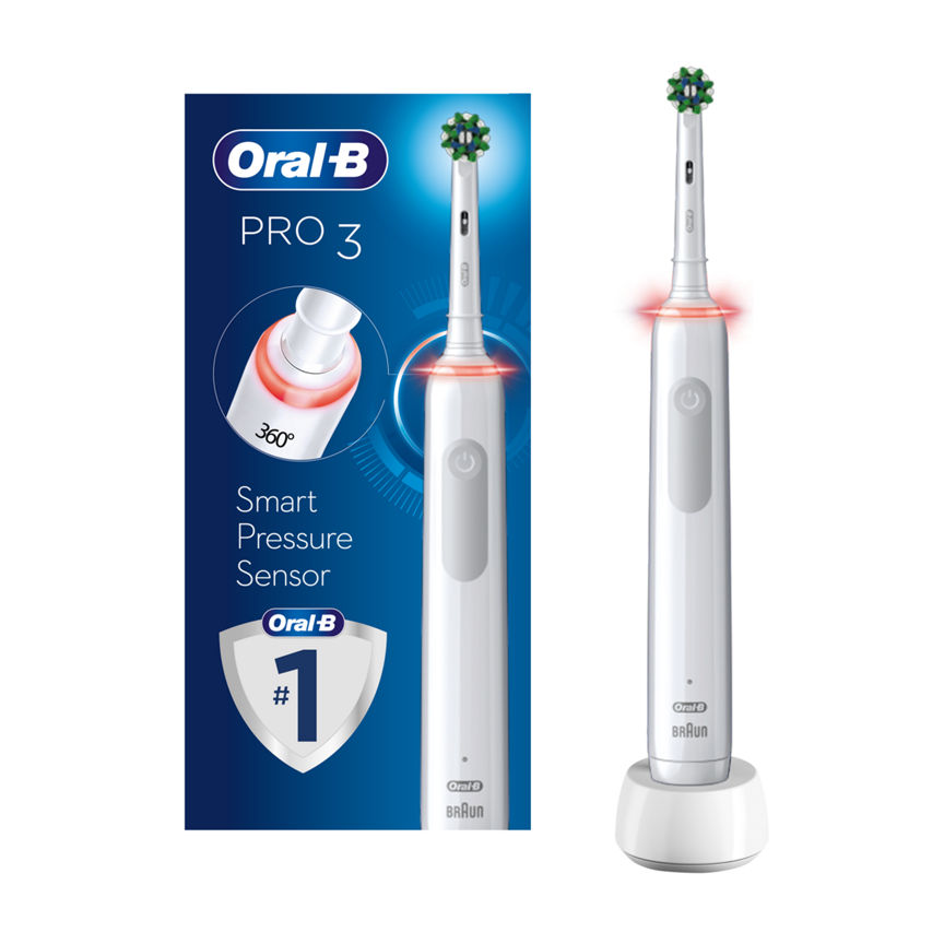 Oral-B Pro 3 - 3000 - Cross Action White Electric Toothbrush Designed By Braun