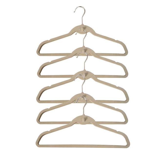 H&L Russel Set of 5 Taupe Velvet Hangers