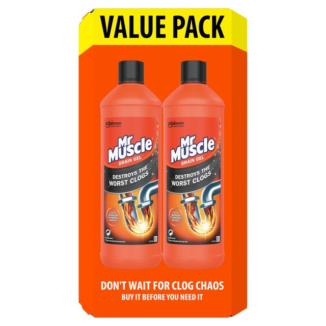 Mr Muscle Power Gel Drain & Sink Unblocker Twin Pack