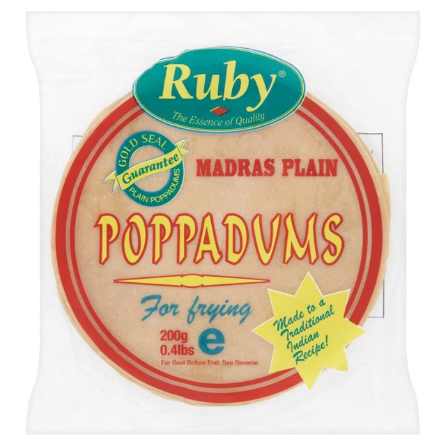 Ruby Plain Madras Poppadums | McGrocer